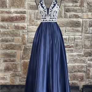 blondie nites navy blue prom dress